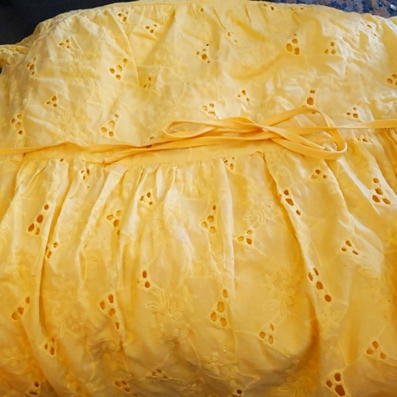 Simplee Summer Eyelet Lace Lined Mini Belted Dress in Yellow XL - Picture 8 of 13